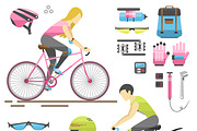 Vector people on bicycles