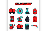 Oil industry flat icon set