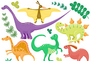 Dinosaur cartoon collection vector