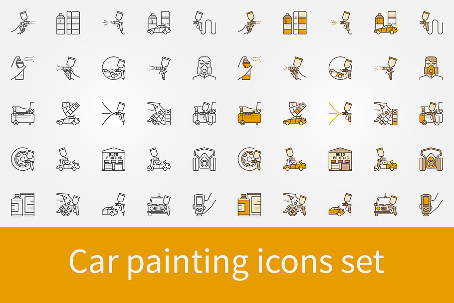Car Painting icons set