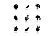 Vegetables. 9 icons. Vector