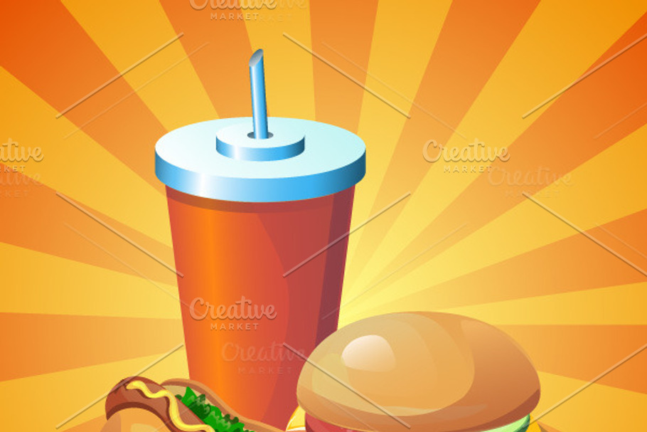 Hot dog, hamburger and cola in Graphics - product preview 8