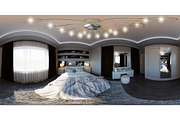 360 seamless panorama of bedroom