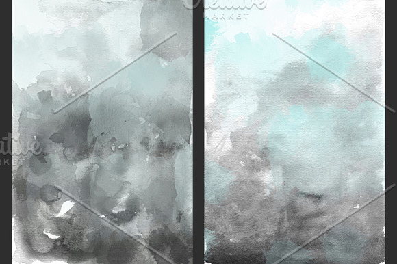 Mint & Charcoal Watercolors in Textures - product preview 1