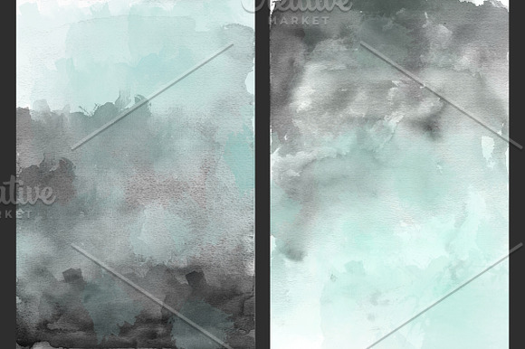 Mint & Charcoal Watercolors in Textures - product preview 2