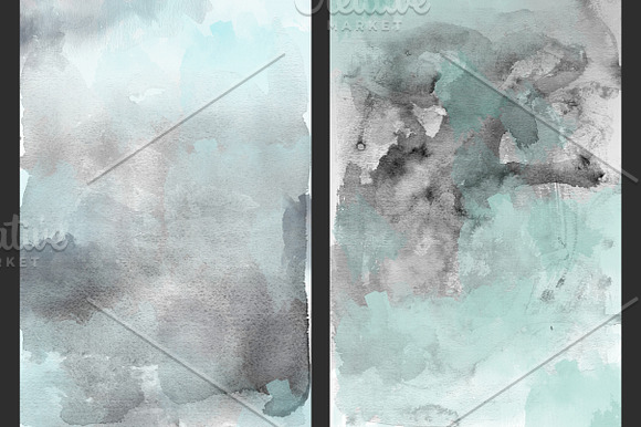 Mint & Charcoal Watercolors in Textures - product preview 3
