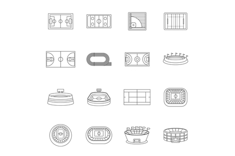 Sport stadium icons set in Objects - product preview 8