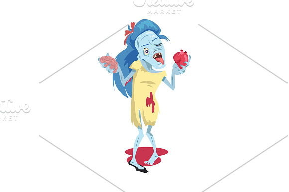 Scary Zombie Woman Walking in Illustrations - product preview 1