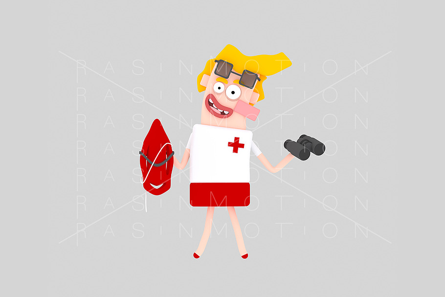 3d illustration. Lifeguard.