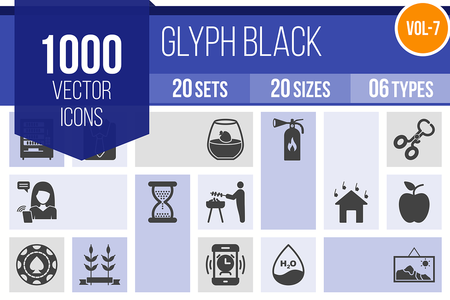 1000 Glyph Icons (V7) in Graphics - product preview 8