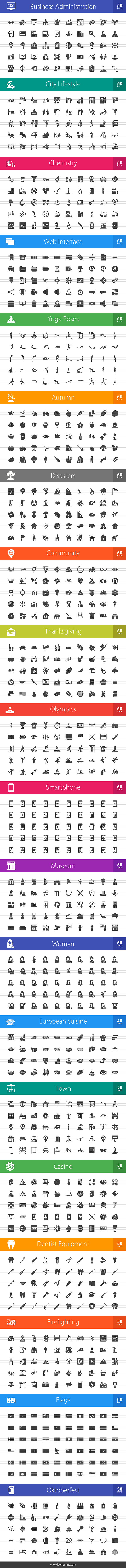 1000 Glyph Icons (V7) in Graphics - product preview 1