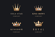 Set of royal gold crowns icons