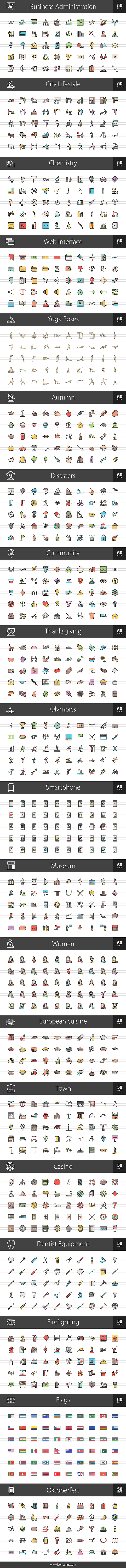 1000 Line Filled Icons (V7) in Graphics - product preview 1