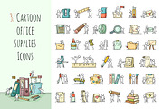 Cartoon stationery icons with People