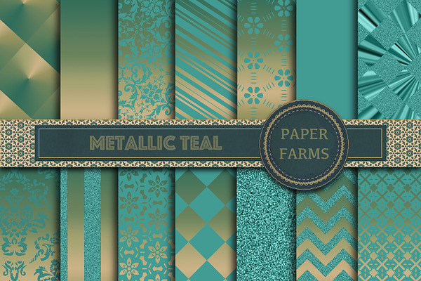 Metallic Teal digital paper 