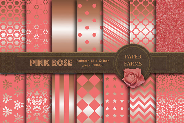 Pink rose digital paper 
