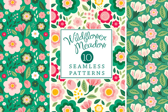 Wildflowers Seamless Patterns in Patterns - product preview 2