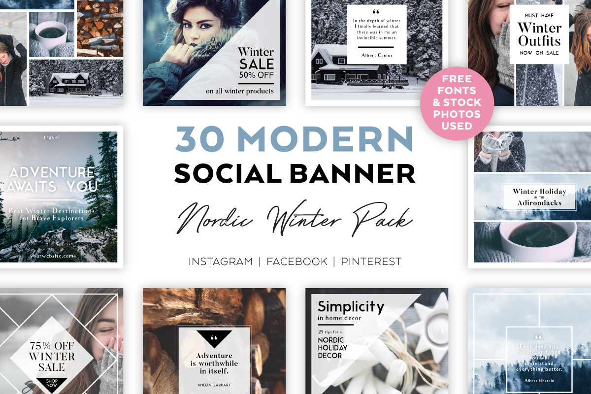 Nordic Winter SOCIAL BANNER Pack in Social Media Templates - product preview 8