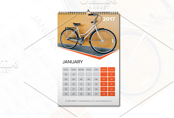 Wall Calendar Template 2017 V6 in Stationery Templates - product preview 1