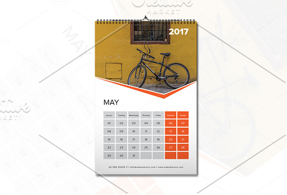 Wall Calendar Template 2017 V6 in Stationery Templates - product preview 3