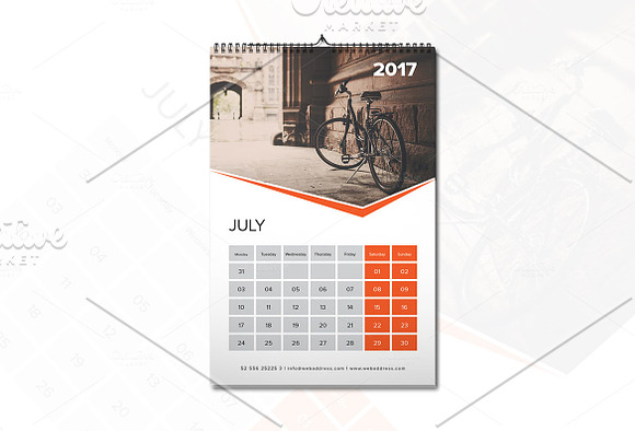 Wall Calendar Template 2017 V6 in Stationery Templates - product preview 4