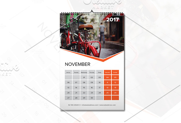 Wall Calendar Template 2017 V6 in Stationery Templates - product preview 5