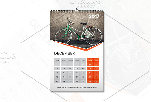 Wall Calendar Template 2017 V6 in Stationery Templates - product preview 6