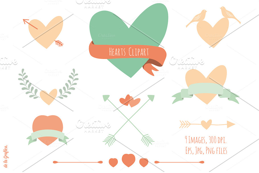 Hearts Clipart in Illustrations - product preview 8