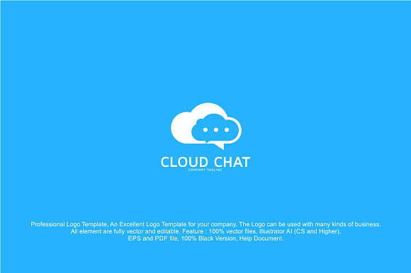 Cloud Chat Logo Design Template in Logo Templates - product preview 2
