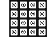 No insects sign icons set