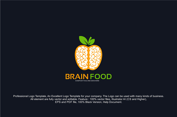 Healty Brain Food Logo Template in Logo Templates - product preview 1