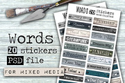 Words stickers. Wood set