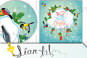 New Year Holiday Card with Birds