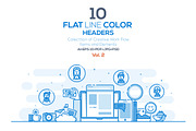 Set of Flat Line Color Headers