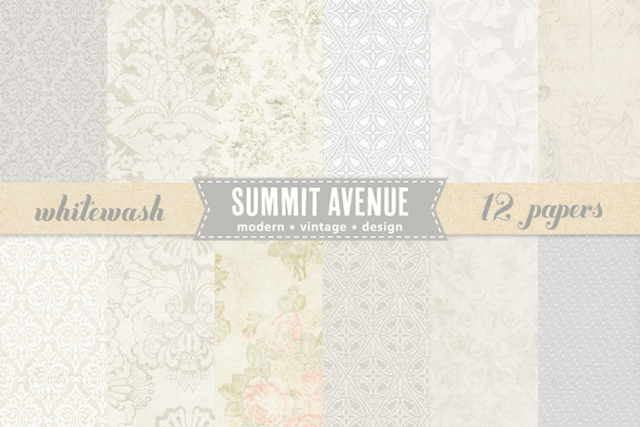 Vintage Whitewash Digital Papers in Patterns - product preview 8