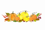 Watercolor Autumn Pumkin Clipart