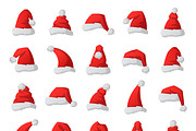 Christmas santa hat vector set