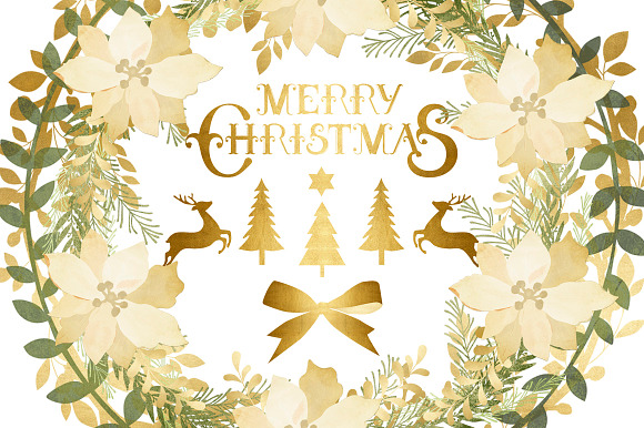 20% OFF! Floral Gold Christmas Pack in Illustrations - product preview 3