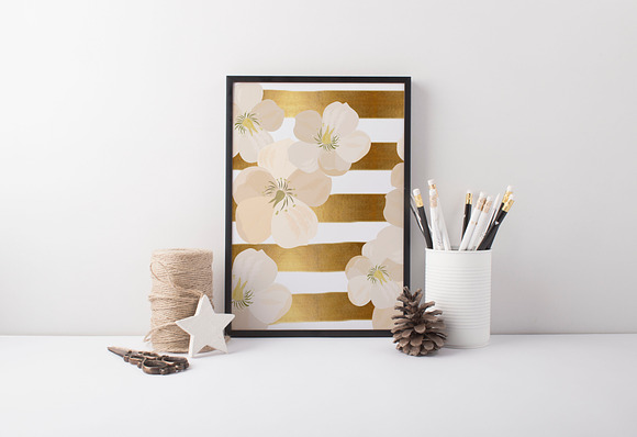 20% OFF! Floral Gold Christmas Pack in Illustrations - product preview 5