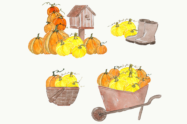Autumn Watercolor Clipart Set