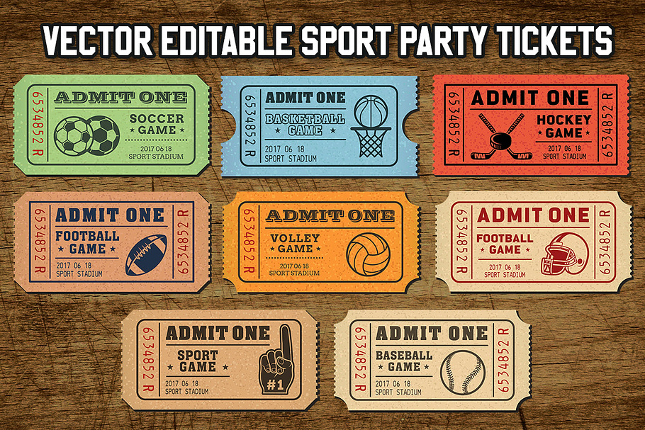 Vector Sport Tickets Templates in Illustrations - product preview 8