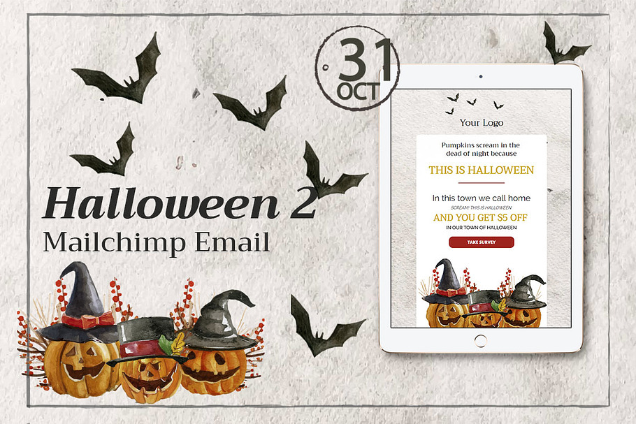 Halloween 2 Mailchimp Email in Mailchimp Templates - product preview 8