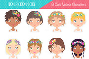Flower Crown Girl Stickers