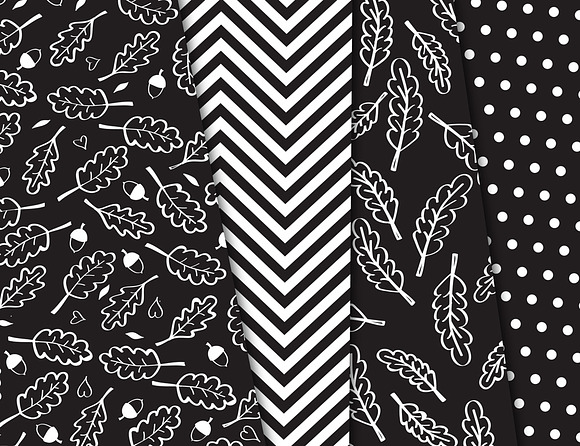 Fall Hand Drawn Black Illustrations in Patterns - product preview 1