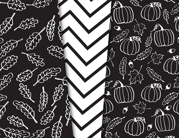 Fall Hand Drawn Black Illustrations in Patterns - product preview 3