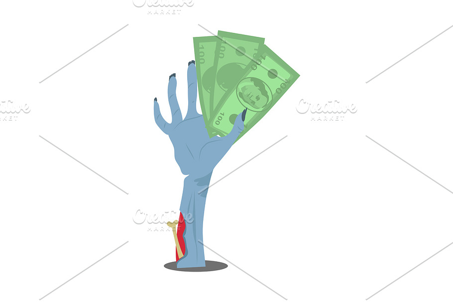 Dollar Bills in Zombie Hand