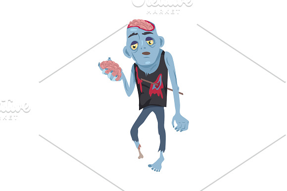Scary Zombie Man with Brains in Illustrations - product preview 1