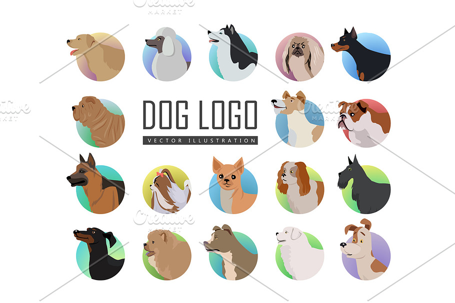 Set of Dog Vector Logos in Illustrations - product preview 8