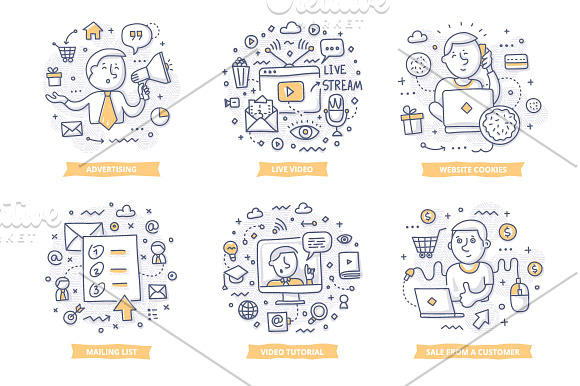 24 Marketing Doodle Concepts in Illustrations - product preview 3