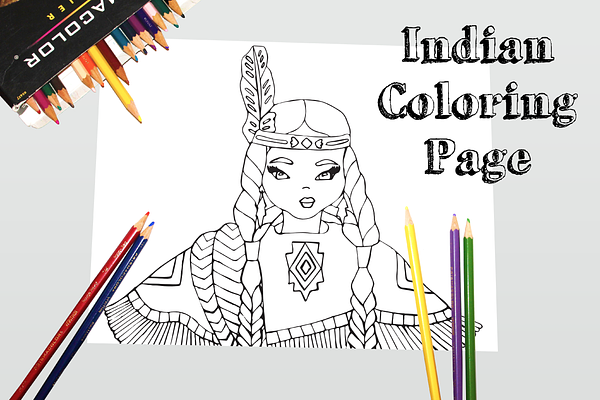 Indian Coloring Page